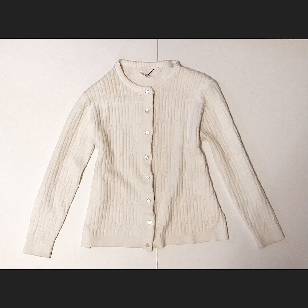 Vintage 60s-70s Sidney Gould off white knit cardigan